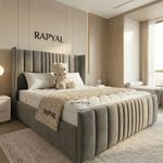OTTOMAN BED DIVAN OTTOMAN WING PLUSH BOSTON STORAGE DOUBLE & KING BED