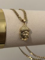 18ct Gold Filled Boho Buddha Necklace - Cubic Zirconia Detail – 60cm Curb Chain