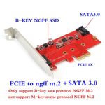M.2 PCIe SSD to PCIe 3.0 X1 and M.2 SATA SSD to SATA III Adapter Card