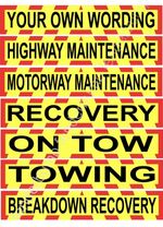 60CM X 10CM FLOURESCENT YELLOW WITH RED LETTERING & CHEVRONS FROM DROP DOWN MENU