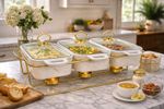 3 in 1 Ceramic Chafing Dish Buffet Set - 3x0.9 QT Food Warmers with Glass Lid