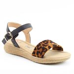 Heavenly Feet Black Leopard Sara Sandals