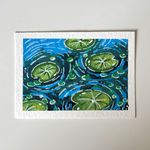 ACEO Original Lilly Pad Pond Blue Green Landscape Acrylic Marker shriscreatesart