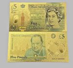 ENGLAND  £5 Banknote Pound Gold Foil Commemorative 24K
