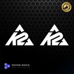 2 x K2 Snowboard Ski Decal Stickers 125mm Length
