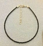 BLACK OPAQUE CZECH SEED BEAD ANKLE BRACELET CHAIN ANKLET 9" + EXT SB05