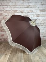 Vintage Ruffled Parasol Frilly Pagoda Umbrella Frilly Prissy Lady Sissy Brolly