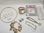 Gold Tone Fashion Jewelry Lot Bracelets Necklaces Earrings Rings Boho Statement