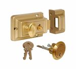60mm Traditional Nickel Finish Rim Night Latch Extra Security with 3 Keys
