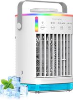 Portable 4-in-1 Evaporative Air Cooler Fan 4 Speeds Mist Timer 7-Color Light