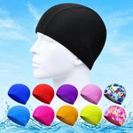 Fabric Swimming Cap for Kids Boys Girls Soft Pool Swim Hat Age 4-12 (4 Colours)