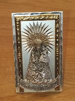 Vintage Our Lady of the Forsaken Silvered Relic Pocket Desktop Shrine MCM