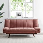 3 Seater Rose Pink Velvet Sofa Bed - Mondaine
