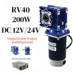 DC 12V/24V RV40 Worm Gear Reducer Gearbox 200W Electric Gear Motor High Torque