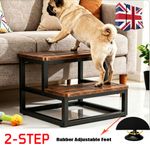 2 Step Wooden Two Step Stool for Kids Kitchen Adjustable Feet Non Slip 500lbs