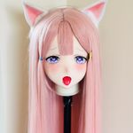 (Free worldwide shipping)crossdressing Full head lockable cosplay kigurumi mask 