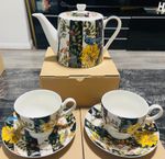 Brand New M&S Striped Floral Teapot Set | 3-Piece Porcelain | RRP £45