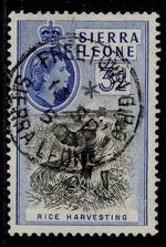 SIERRA LEONE QEII SG214a, 3d black & bright blue, FINE USED. Cat £20. CDS