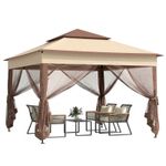 Outsunny Garden Folding Tent Heavy Duty Pop Up Gazebo for Party Khaki