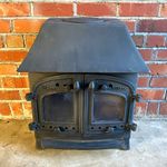 Villager Black Metal & Glass Woodstove, Villager Model, Viewing Window