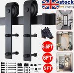 5/6/6.6FT Sliding Wood Barn Door Track System Kit Hardware Set Stainless Steel