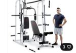 Marcy Pro MD-5191 Multi Gym Squat Cage Smith Machine & Bench & 140kg Weight Set