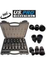 US PRO 15pc 1/2" dr 6pt Swivel Wobble Impact Shallow Socket Set 10-24mm