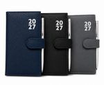 2027 Slim Soft Touch Faux Leather Desk Diary & Pen Week to View Home Office Plan