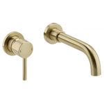 Brass Wall Mounted Swivel Spout Sink Faucet Basin Mixer Taps Brushed Brass