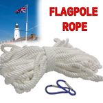 12.5M 6MM White Flagpole Halyard Rope Flag Pole Rope Nylon Braided Cord UK .