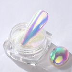 White Chrome Nail Powder  - 1G Super Nail Glitter Chrome Powder for Gel Nail, Ye