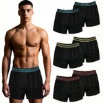 Men’s Loose Fit 100% Cotton Boxer Shorts 6-Pack – Super Soft & Elastic Waistband