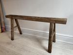 Vintage Antique Large Long Elm Rustic Wooden Bench / Stool