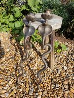 Antique Pair Of Cobra Snake Candle Wall Sconces Bronze Egyptian Revival 1920-40