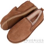 Mens Luxury Sheepskin Slipper / Indoor Shoe with Hard Sole Chestnut