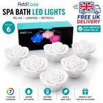 LED Floating Bath Lights Rose LED Spa, Garden, Pond Lighting Romantic 6 Pack