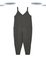 Ex White Stuff Women's Selena Jersey Jumpsuit Charcoal Soft Lounge Pocket