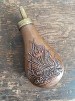 Vintage Copper Brass Powder Flask American U.S. Civil War Arms Design