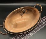 Flawless "Gregorian" Copper Casserole Vintage Hammered OVAL  With Glass Insert