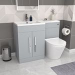 Nes Home Matte Grey 1100mm LH Freestanding Vanity WC Unit & BTW Toilet