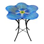 FORGET ME NOT GARDEN GLASS BIRD BATH FEEDER TABLE patio decking (LH021179-1) 