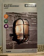 Status Turin Bulkhead Light Wall Mounted Black IP44 E27 LED Max 7W