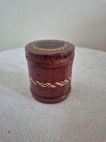 Vintage Trench Art Tin  Cigarettes Leather Covered Tin Signed 3.5"  1944