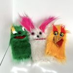 3 Vintage Hand Puppets Utah Navajo Native American Handmade USA Rabbit Frog Bird