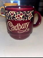 Cadbury Burgundy Ceramic Mug with Floral Band Original Food Advertising
