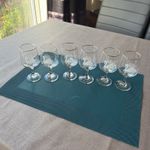 6 x Medium Vintage/Retro Spirit Glasses with Gold Rim and a White Swan Design