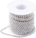 2mm 3mm 4mm Rhinestone Chain Rope Trim Diamante Silver Base Crystal Xmas Decor