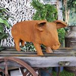 Large Rustic Cast Iron Pig Sculpture