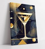 GOLD GLASS OF CLASSY MARTINI ART DECO FRAMED CANVAS WALL ART PICTURE PRINT