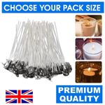 HIGH QUALITY PRE WAXED CANDLE WICKS WITH SUSTAINERS LONG TABBED 150mm CRAFT